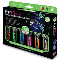 Face/Body paint set   6x13 ml   neon/glow in the dark/black light   schmink/make up   waterbasis