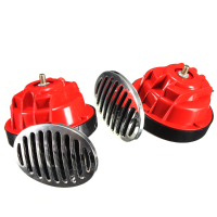 Pair 12v Auto Twin Tone Snail Horns Chrome Grilles 510hz 410hz