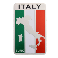 Pair 8x5cm Aluminum Italy Flag Map Badge Car Sticker Emblem Decal Decoration