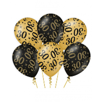 30 Jaar verjaardag feest ballonnen   6x stuks   zwart/goud   leeftijd   30 cm   versiering