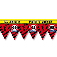 Paperdreams 65 jaar pensioen tape   12 meter   feestversiering   markeerlint   afzetlint