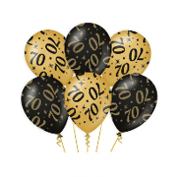 70 Jaar verjaardag feest ballonnen   6x stuks   zwart/goud   leeftijd   30 cm   versiering