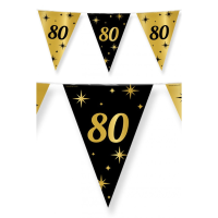 80 Jaar Slinger   zwart/goud   10 meter   verjaardag leeftijd vlaggenlijn