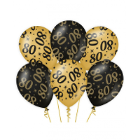 80 Jaar verjaardag feest ballonnen   6x stuks   zwart/goud   leeftijd   30 cm   versiering