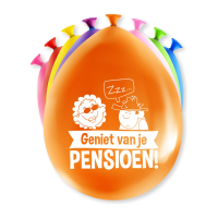 Paperdreams Ballonnen pensioen   8x stuks   geniet van je pensioen   gekleurd   30 cm