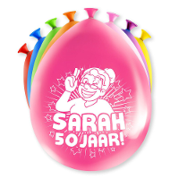 Sarah/50 jaar feest ballonnen   8x stuks   diverse kleuren   latex   ca 30 cm