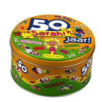 Sarah 50 jaar snoeptrommel/koektrommel   50e verjaardag   cadeau / versiering