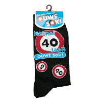 Sokken fun cadeau verkeersbord 40 jaar   40e verjaardag   verjaardagssokken / feestsokken
