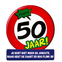 Stopbord wenskaart/verjaardagskaart 50 jaar   16 x 14 cm   50 verjaardag   wenskaart