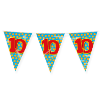 Verjaardag 10 jaar thema Vlaggetjes   Feestversiering   10m   Folie   Dubbelzijdig