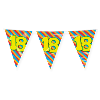 Verjaardag 18 jaar thema Vlaggetjes   Feestversiering   10m   Folie   Dubbelzijdig