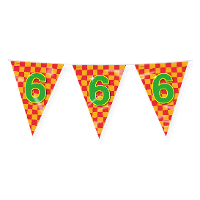 Verjaardag 6 jaar thema Vlaggetjes   Feestversiering   10m   Folie   Dubbelzijdig