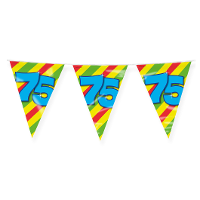 Verjaardag 75 jaar thema Vlaggetjes   Feestversiering   10m   Folie   Dubbelzijdig