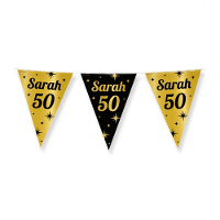 Paperdreams Vlaggenlijn   luxe Sarah/50 jaar feest  10m   goud/zwart   folie