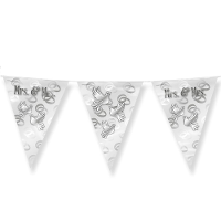 Paperdreams Vlaggenlijn   Mrs. & Mrs. Huwelijks feest/party   zilver/wit   10m