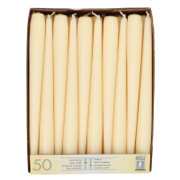 50X Creme witte dinerkaarsen 25 cm