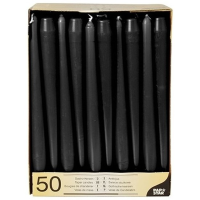50X Zwarte dinerkaarsen 25 cm