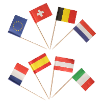 Cocktailprikkers vlaggetjes Europa   50x stuks   Landen feestartikelen en tafel versiering