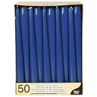 Dinerkaarsen/kandelaarkaarsen   50x stuks   Blauw   Gotisch  25 cm   Tafel decoratie kaarsen