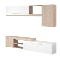 Parisot TV meubel On air   eiken/hoogglans wit   200x250x42 cm   Leen Bakker