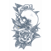 Carnaval verkleed nep tattoo   gangster skull en rozen   getatoeerde armen   volwassenen