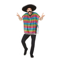 Mexicaanse poncho   regenboog kleuren   one size   Verkleedkleding voor volwassenen