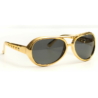 Partychimp Party bril   metallic goud   Rock and roll   Elvis   plastic   volwassenen