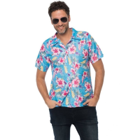 Toppers in concert   Tropical party Hawaii blouse heren   bloemen   blauw   carnaval/themafeest