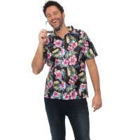 Toppers in concert   Tropical party Hawaii blouse heren   bloemen   roze   carnaval/themafeest  Plus Size