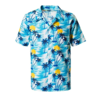 Toppers in concert   Tropical party Hawaii blouse heren   palmbomen   blauw   carnaval/themafeest   Plus Size