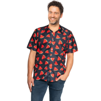 Toppers in concert   Tropical party Hawaii blouse heren   watermeloen   zwart   carnaval/themafeest   plus size