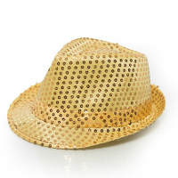 Trilby hoed met pailletten   goud   glitter