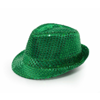 Trilby hoed met pailletten   groen   glitter