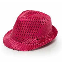 Trilby hoed met pailletten   roze   glitter