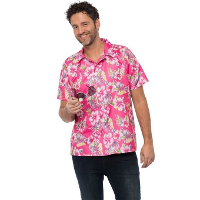 Tropical party Hawaii blouse heren   bloemen   roze   carnaval/themafeest