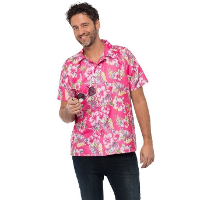 Tropical party Hawaii blouse heren   bloemen   roze   carnaval/themafeest  Plus Size
