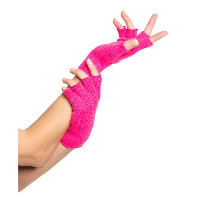 Verkleed handschoenen vingerloos   80's / 90's party   neon roze   one size   volwassenen