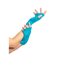 Verkleed handschoenen vingerloos   80's / 90's party   turquoise   one size   volwassenen