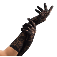 Verkleed handschoenen voor dames   zwart kant   lang model   polyester   38 cm