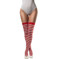 Verkleed kniekousen   gestreept   rood/wit   one size   voor dames