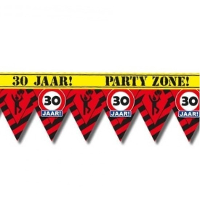 30 Jaar party tape/markeerlint waarschuwing 12 m versiering