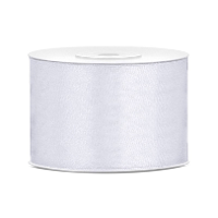 Partydeco Cadeaulint   wit   5 cm x 25 meter   satijn   sierlint   inpakken   decoratie