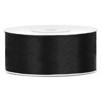 Partydeco Cadeaulint   zwart   2,5 cm x 25 meter   satijn   sierlint   inpakken   decoratie