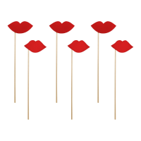 Partydeco foto props lippen   6x   rood   kus geven   valentijnsdag / love thema   bruiloft