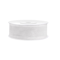 Hobby chiffon sierlint   wit   2,5 cm/25 mm x 25 meter   decoratie   cadeaulinten