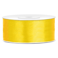 Partydeco Sierlint satijn   Geel   2.5 Cm/25 mm x 25 meter   Cadeaulint satijnlint
