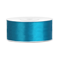 Sierlint satijn   Turquoise blauw   2.5 Cm/25 mm x 25 meter   Cadeaulint satijnlint/sierlinten   Hob