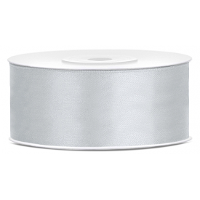 Partydeco Sierlint satijn   Zilver   2.5 Cm/25 mm x 25 meter   Cadeaulint satijnlint