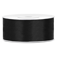 Sierlint satijn   Zwart   2.5 Cm/25 mm x 25 meter   Cadeaulint satijnlint/sierlinten   Hobby