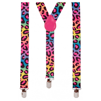 Carnaval verkleed bretels   luipaard print mix kleuren   polyester   volwassenen/heren/dames